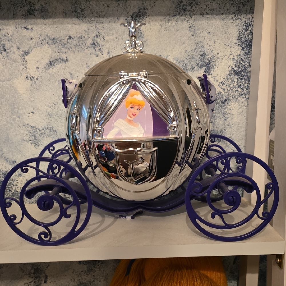 Disney 100 Silver and Purple Cinderella Carriage Popcorn Bucket New